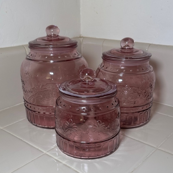 The Pioneer Woman Lavender Glass Canister Trio - Picture 1 of 5